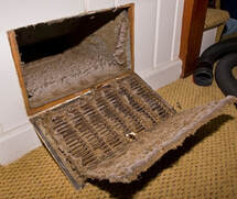 moldy and dirty air duct in home before getting disinfected